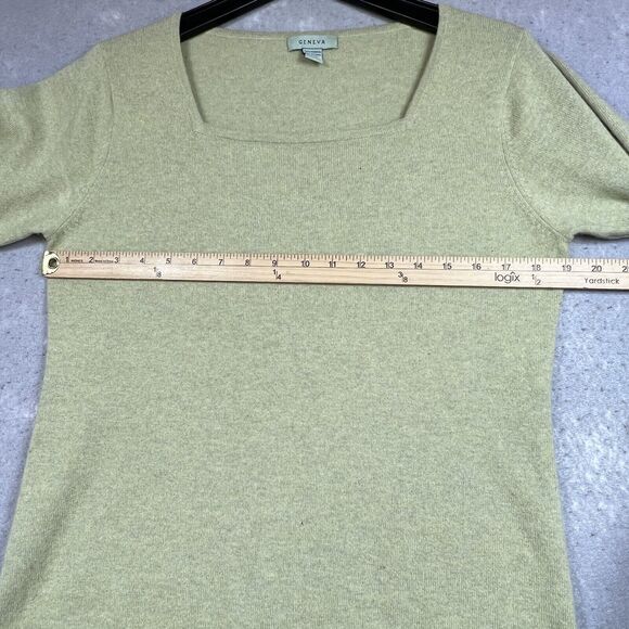 VINTAGE Geneva Sweater Women Size Large Light Green 100% Cashmere Pullover - Picture 6 of 11